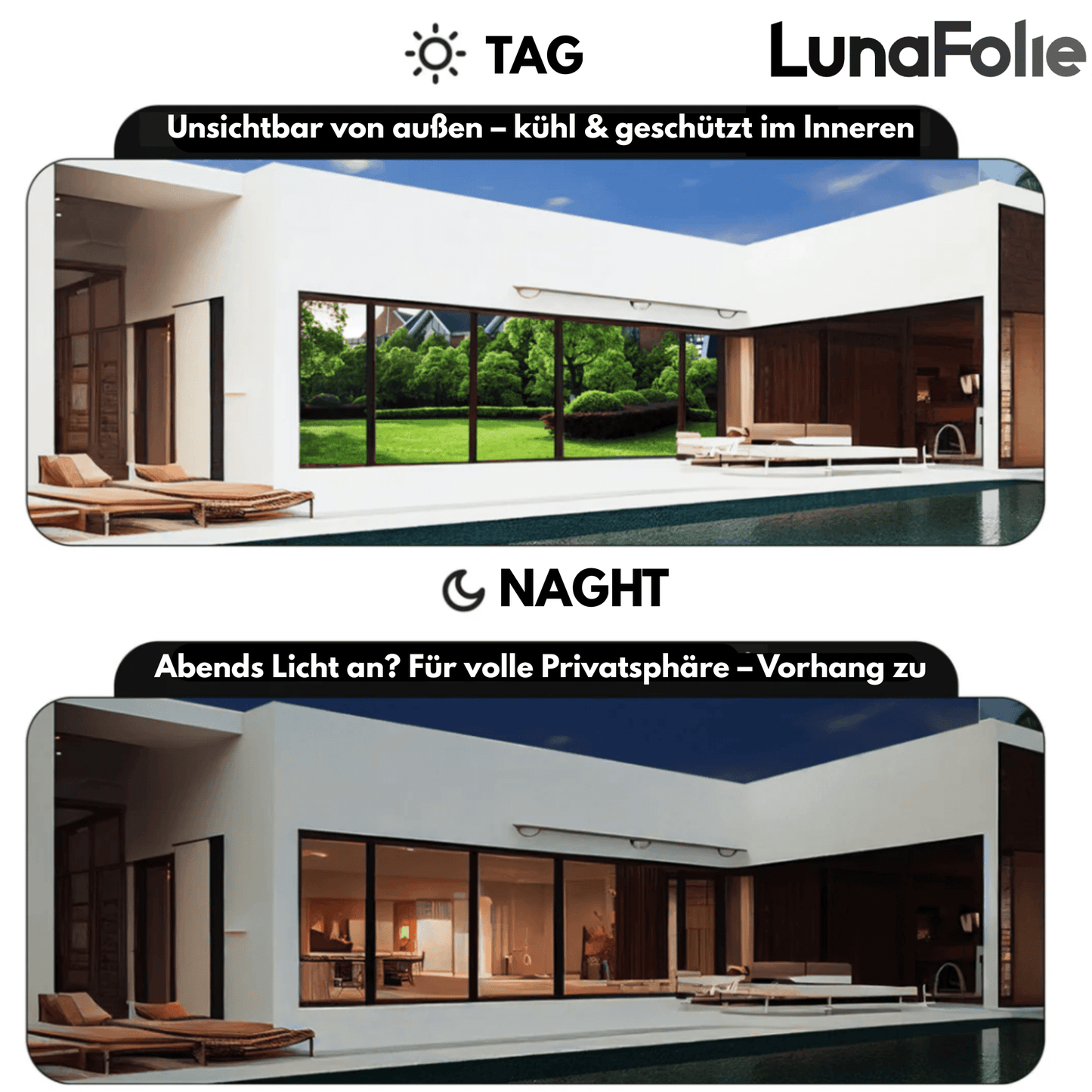 LunaFolie™ Sichtschutzfolie für Fenster