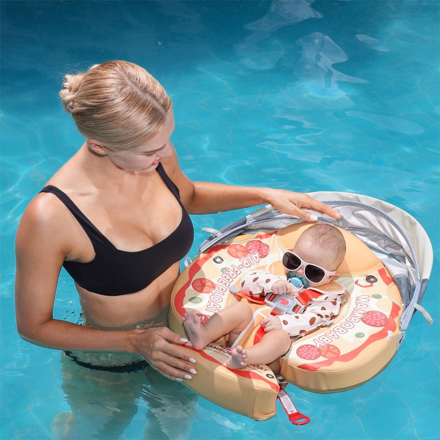 Mambobaby Pizza Swim Float with Canopy